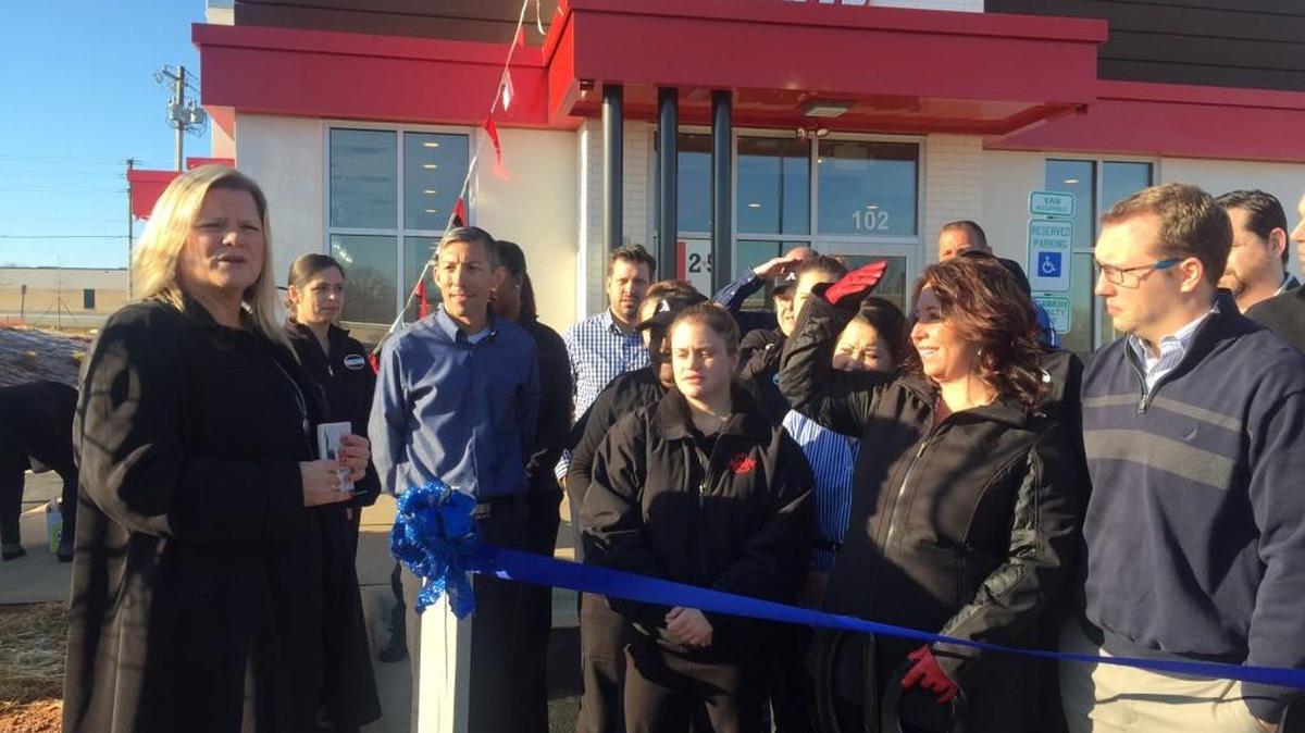 Kristen Blanchard, board chair of Nutramax Laboratories, welcomes the opening of a new Arby’s restaurant Wednesday in Indian Land.