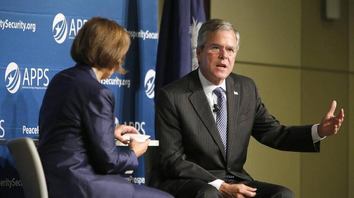 Presidential candidate Jeb Bush speaks at a national security forum at Winthrop University in August.