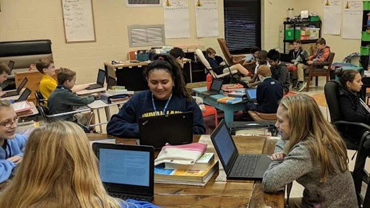 Indian Land Middle School students participate in the LightSail Launch Challenge in October. Together, they read more than 177,442 minutes and won e-books for their school.