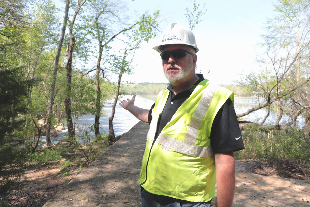 Tim Huffman, senior project manager for Duke Energy talks Wednesday about a future whitewater center in Great Falls.