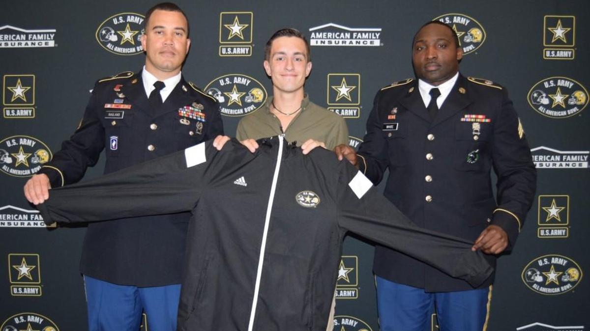 Fort Mill High School color guard member Thomas Fitzpatrick was given his Army All-American jacket Tuesday as recognition that he will be joining 125 accomplished musicians in the 2018 U.S. Army All-American marching band.