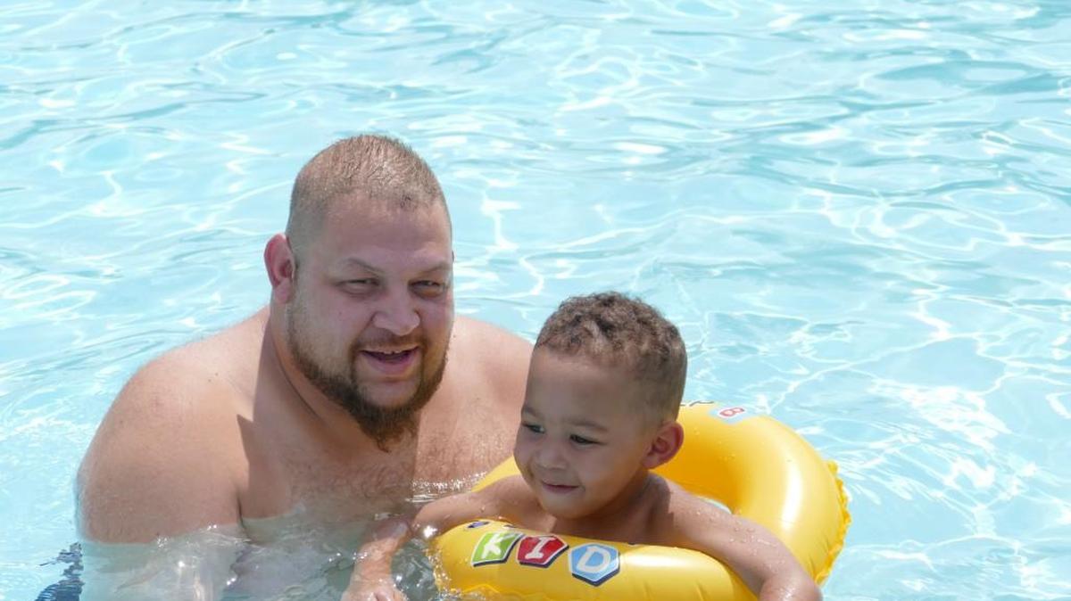 
James Chavis, left, and his son Levi were excited to find Oakwood Acres Park Pool on Saturday, which was the last day of the season for all Rock Hill city pools. 
