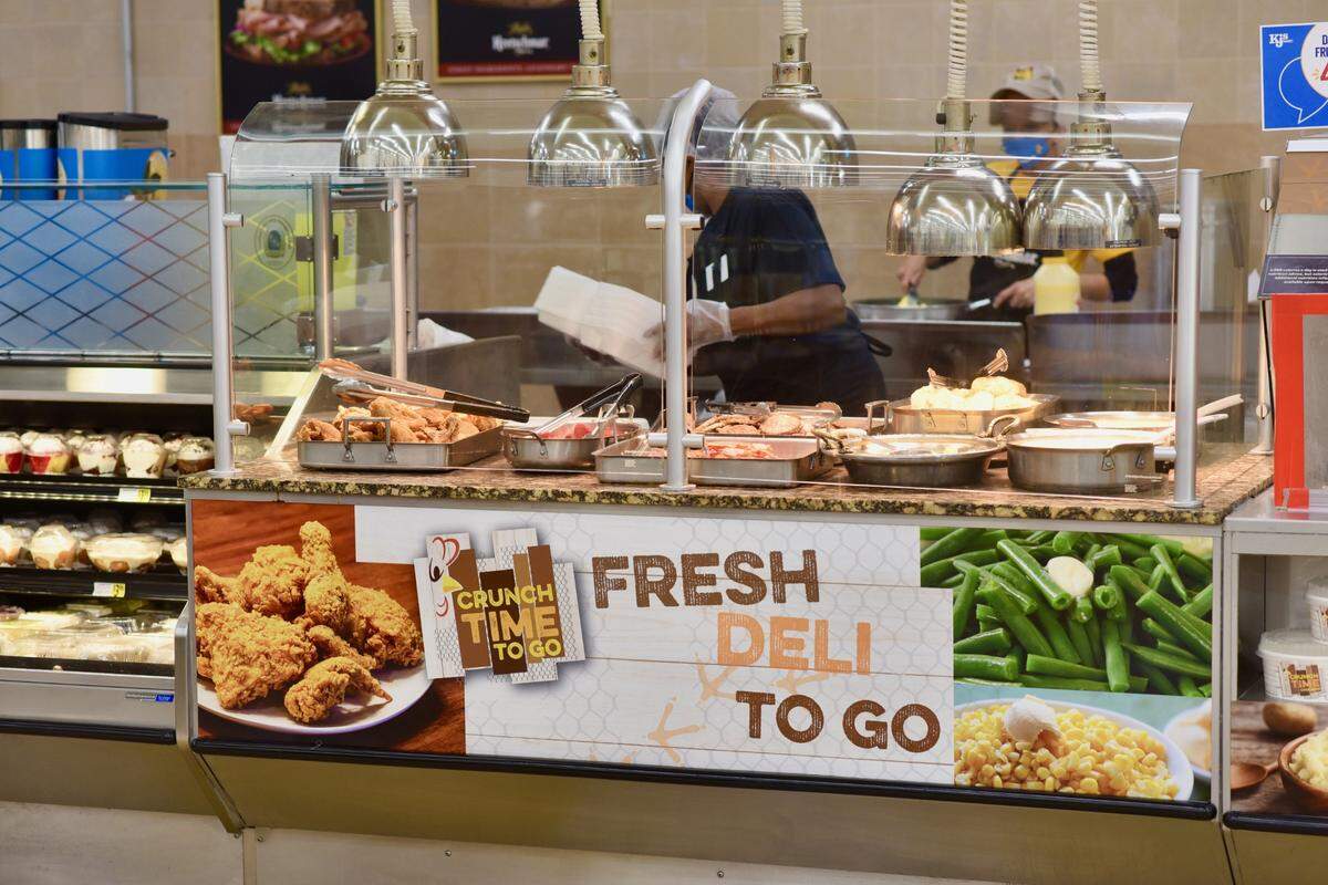 A hot bar offers prepared food at the new KJ’s Market in Rock Hill.