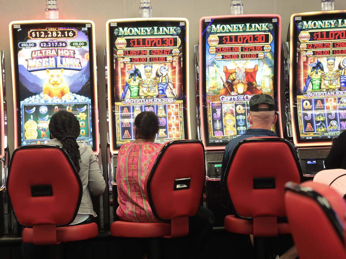 Gamblers play machines at Two Kings Casino in Kings Mountain, N.C.