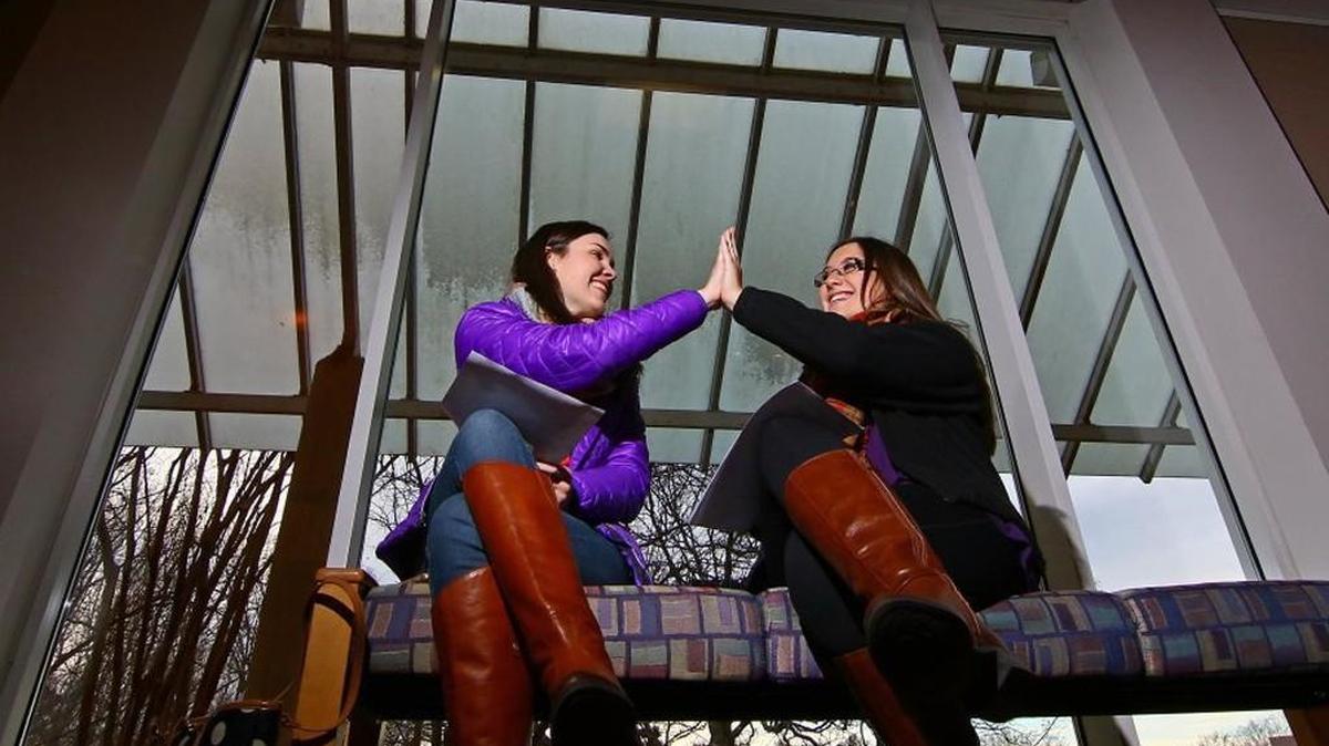 Morgan Witherspoon of Fort Mill, left, and Karli Welch of Clover, freshman students at Clemson University, are traveling to the College Football Playoff National Championship in Arizona. They have each invested less than $12 in the trip.