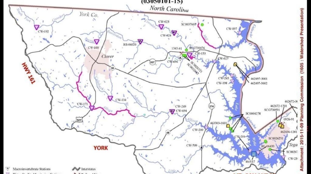 A map of the full proposed Lake Wylie Watershed Overlay the York County Planning Commission is considering as a way to limit development around the lake and its watershed.