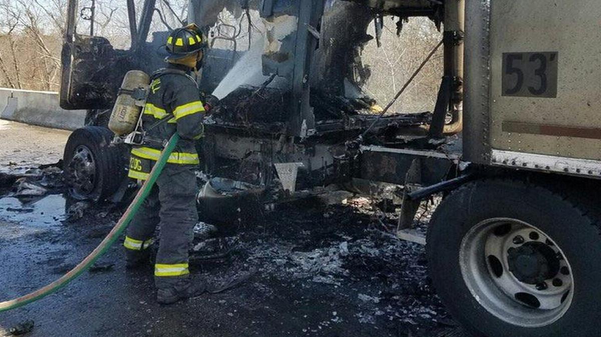 Rock Hill firefighters put out a truck fire Monday on Interstate 77 in Rock Hill.