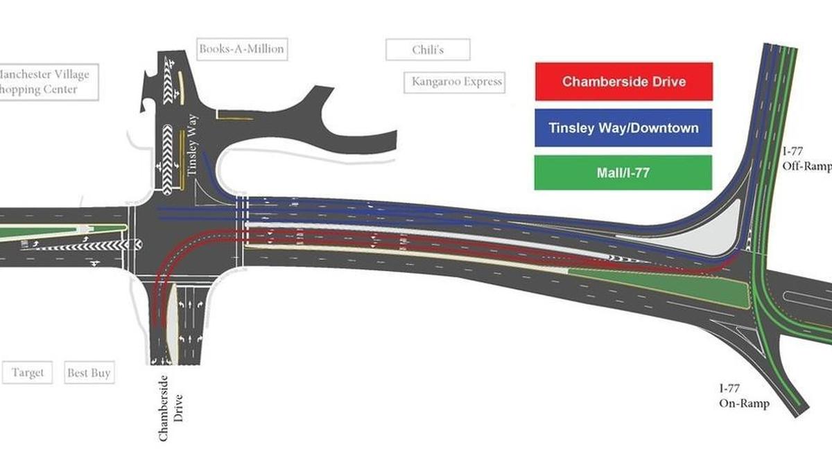 SCDOT map of new traffic patterns offers guidance to drivers.