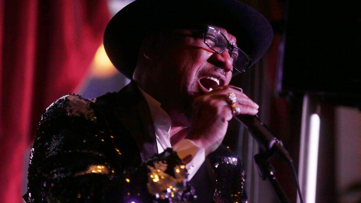Jay “The Blues Thriller” Rogers sings the blues Friday night at the 30th annual MLK Blues Festival in Chester.