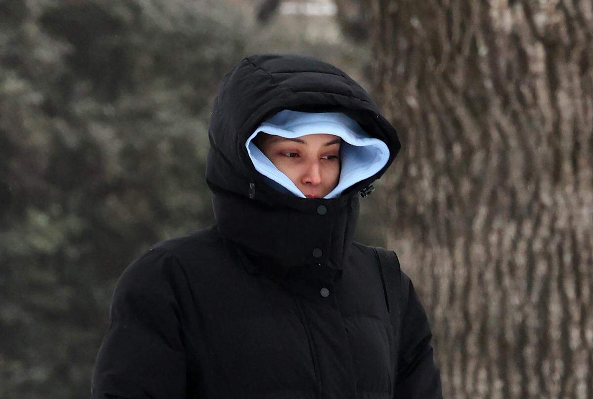 Brianna Shough bundles up to walk around campus at Winthrop University Sunday, Jan. 25, 2026 in Rock Hill, S.C.