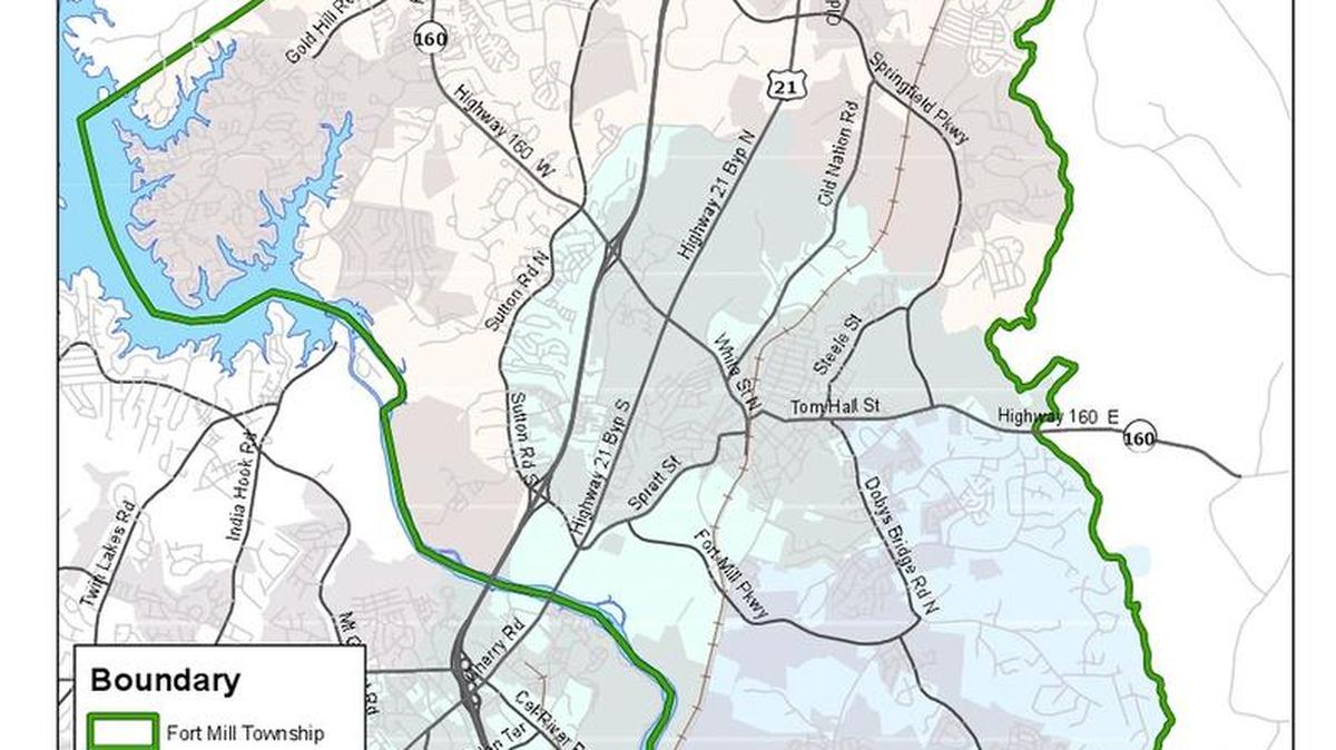 The boundaries of a proposed housing freeze area in York County, covering the Fort Mill area. The ban would apply to new housing between the Catawba River, North Carolina and Indian Land - excluding land inside the municipal limits of Fort Mill and Tega Cay.
