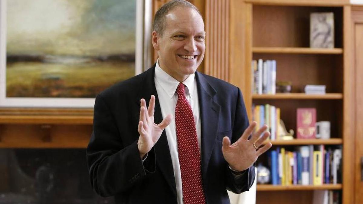 
Dan Mahony during his first day on the job as Winthrop University president.
