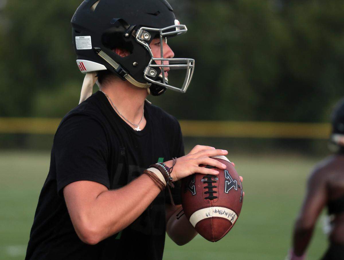 York Comprehensive High School’s Weston Hance practices Tuesday at the school.