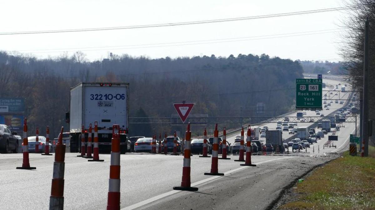Traffic is backed up on Interstate 77 in York County in this 2015 file photo.