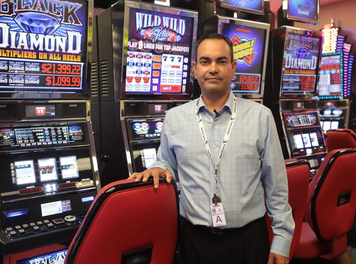 Trent Troxel, vice president of Catawba Indian Nation Gaming Authority, stands among casino games at Two Kings Casino and Resort in Kings Mountain, N.C.