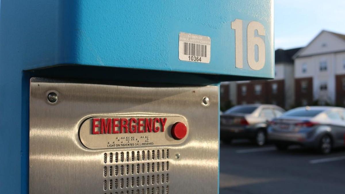 Students are calling for placement of an emergency call box like this one in the area of a recent armed robbery on campus.