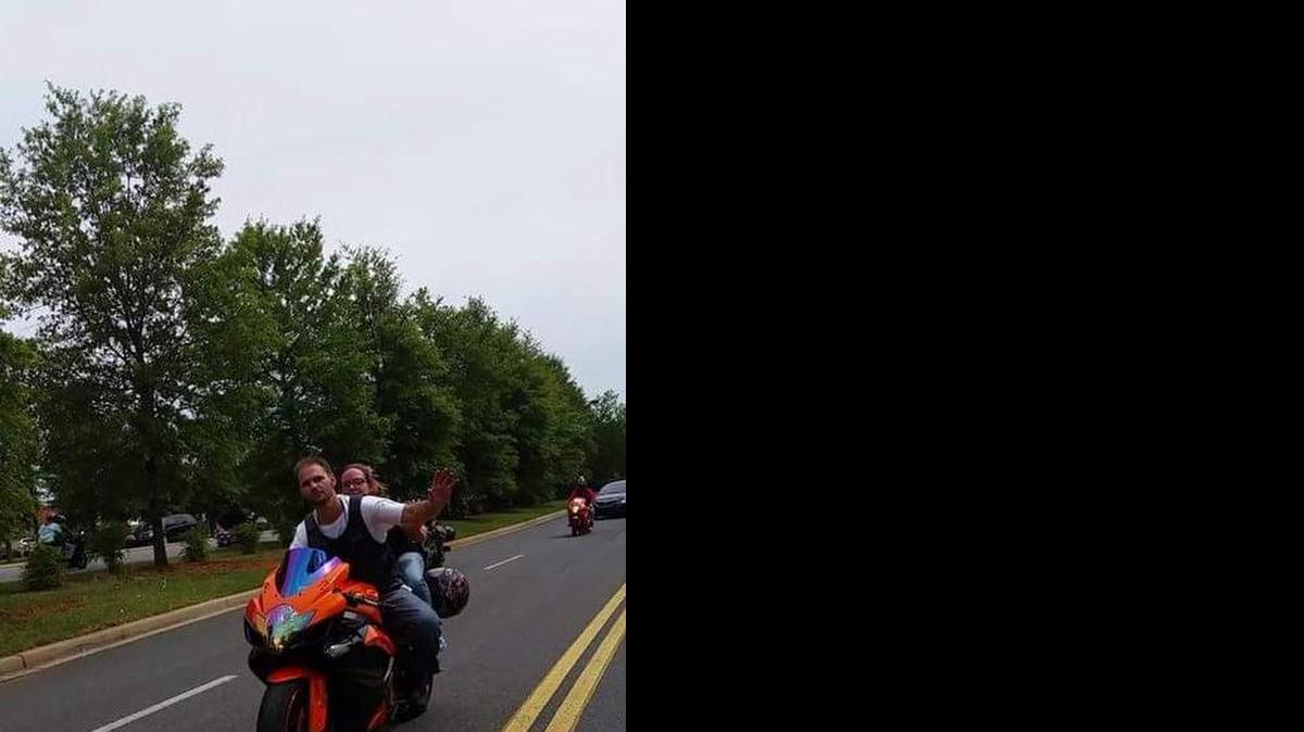 
Joey Huckeba and Teresa Miller were riding this Suzuki motorcycle on Interstate 77 on July 12 when they were struck from behind in Chester County. Both were taken to a burn center in Chapel Hill, N.C., after suffering severe burns when they were pinned under a car that burst into flames after it struck them.
