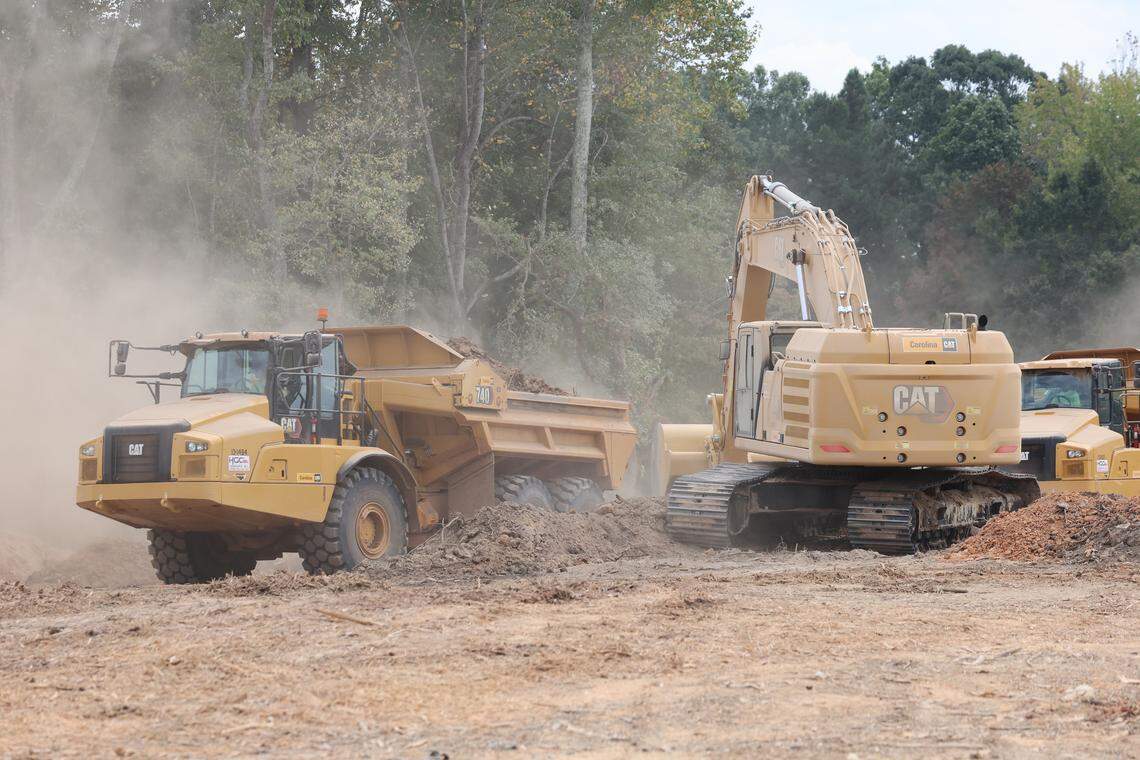 A crew clears land in Indian Land on Thursday to make way for a new hospital. MUSC Health, based in Charleston, is building it.