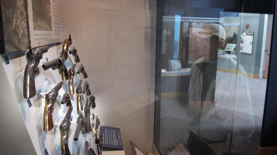 
A display of Civil War pistols at the North Carolina Museum of History in Raleigh, N.C., on Friday.
