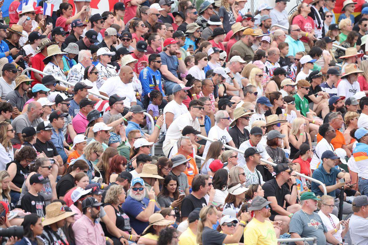 Hundreds of BMX fans watch the World Championships Monday in Rock Hill.
