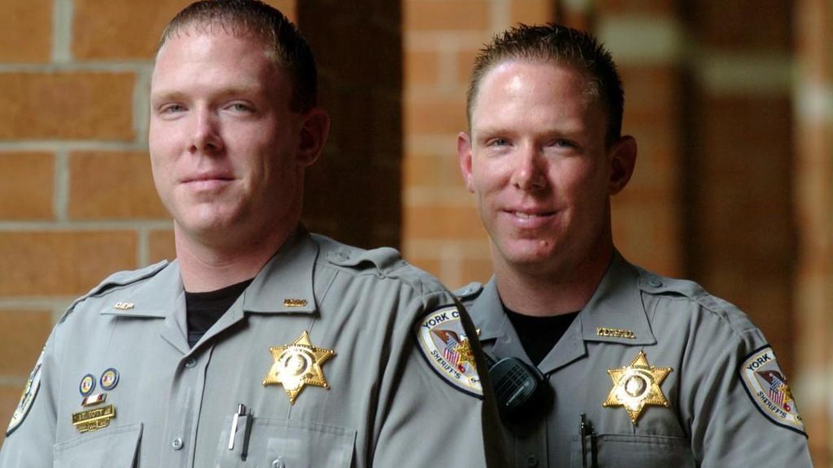 York County Sheriff's Deputies and twins Mike, left, and Chris Doty in 2006.