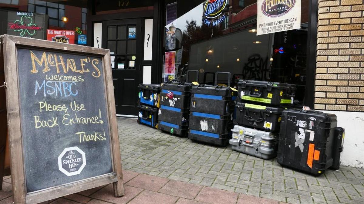 Crews from MSNBC began setting up Thursday afternoon at McHale’s Irish Pub in downtown Rock Hill for “The Rachel Maddow Show,” which will broadcast live from the restaurant Thursday night ahead of Friday’s Democratic presidential forum at Winthrop University.