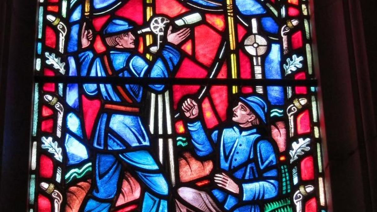 A window in Washington National Cathedral honors Robert E. Lee and features the Confederate battle flag.
