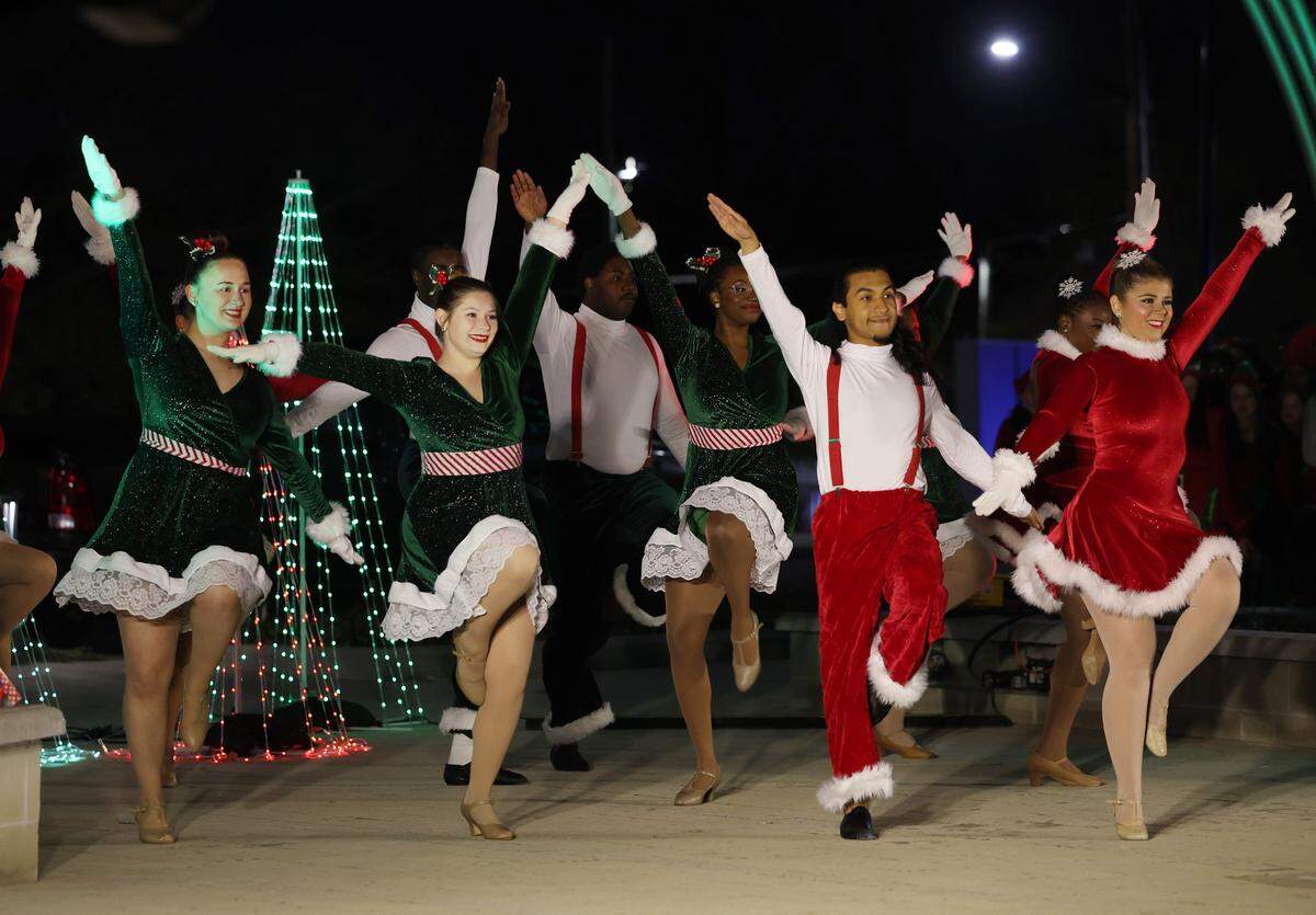 Dancers perform Thursday at the opening ceremony of ChristmasVille in downtown Rock Hill.