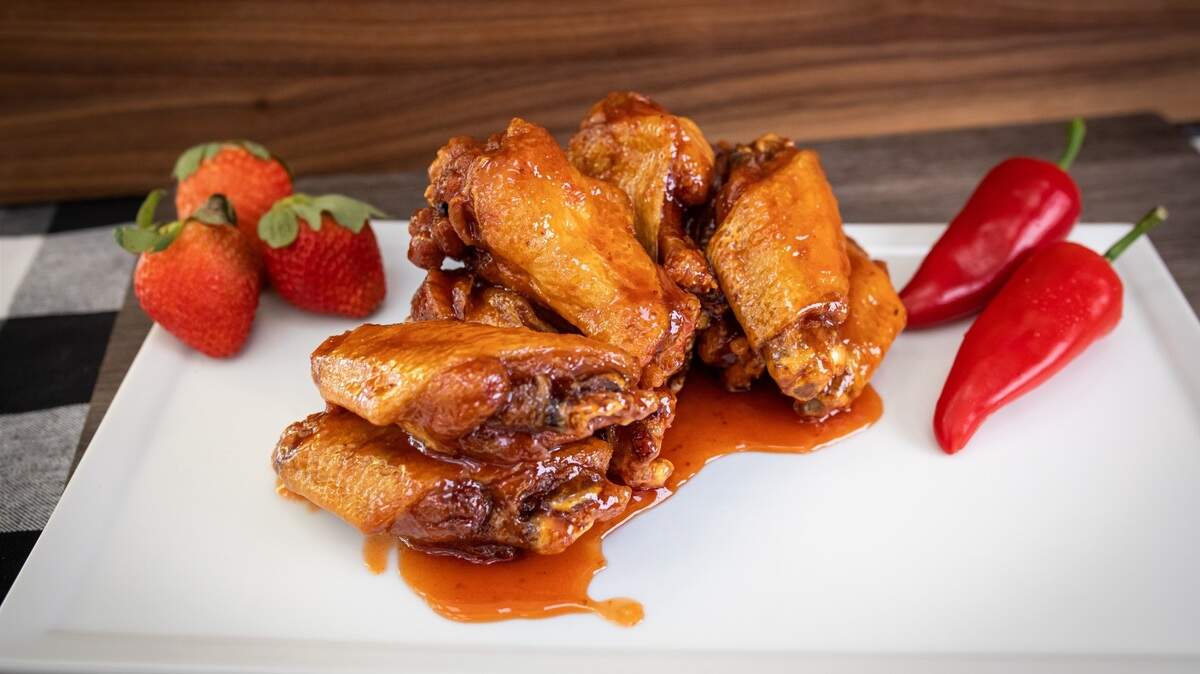 The strawberry hot wings at Chex Grill & Wings.