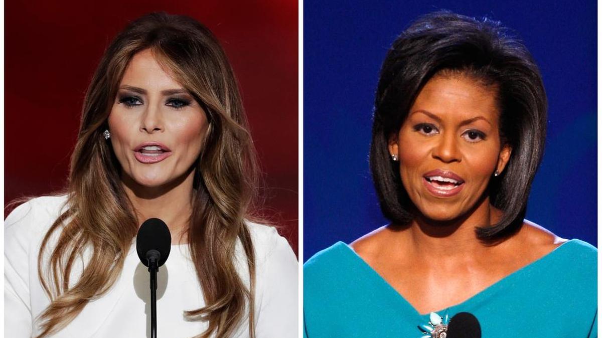 Melania Trump’s well-received speech Monday to the Republican National Convention contained passages that match nearly word-for-word the speech that first lady Michelle Obama delivered in 2008 at the Democratic National Convention.