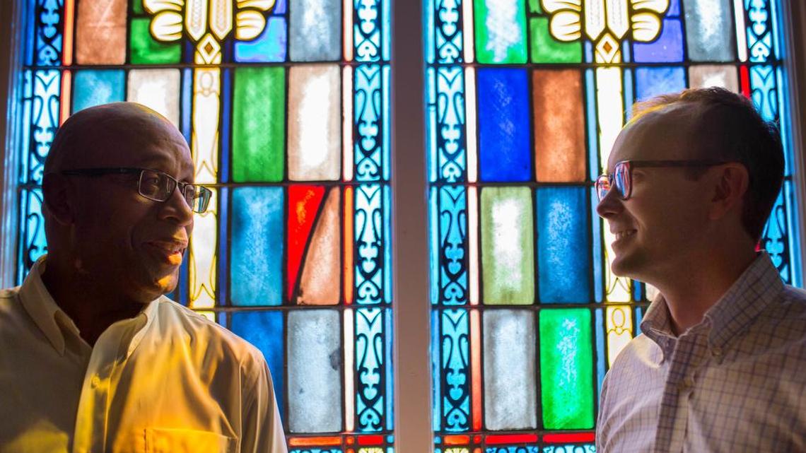 Members of the two First Baptist Church congregations in Macon, Ga.,