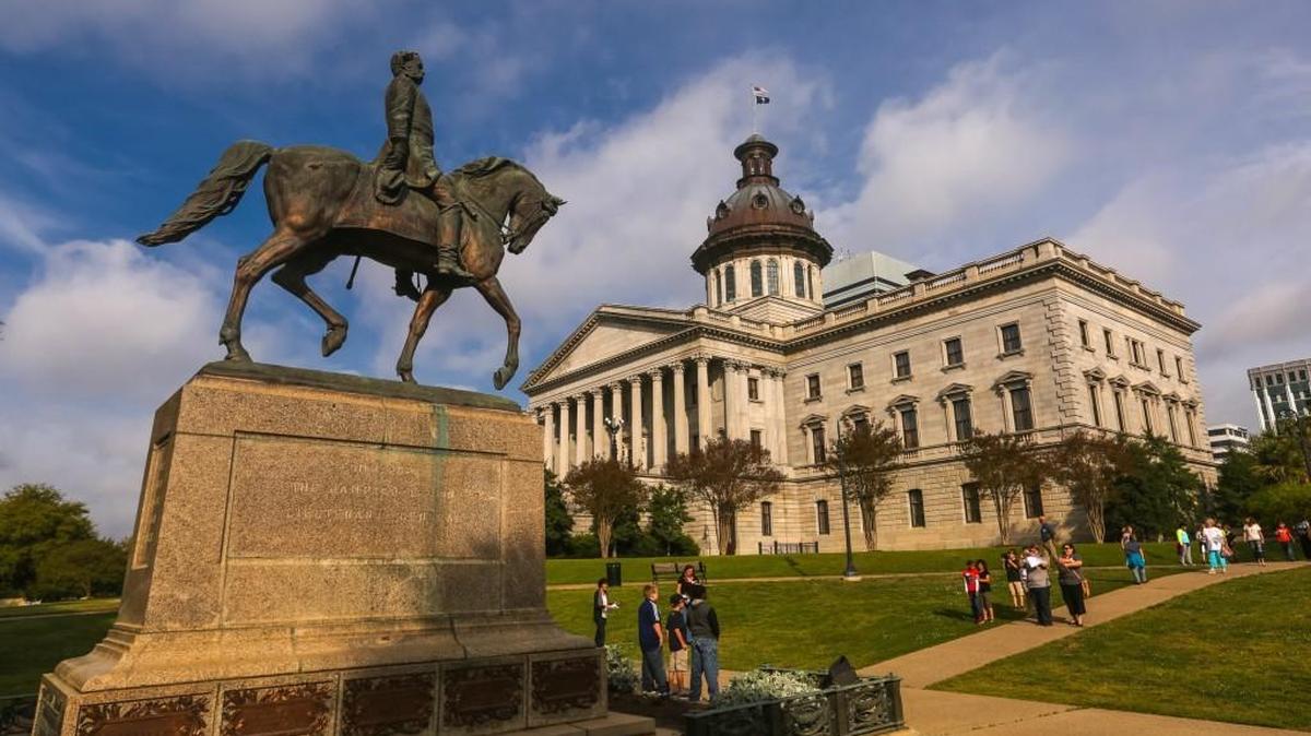 The Wade Hampton monument on the South Carolina Statehouse grounds.