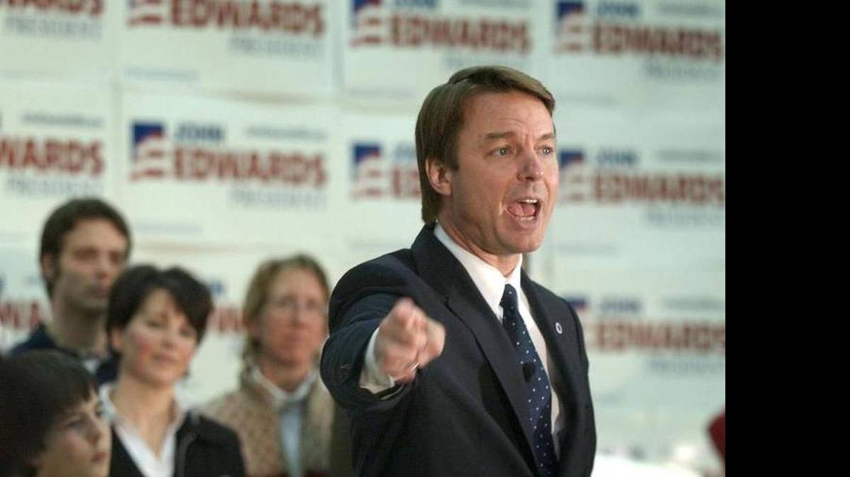 
U.S. Sen. John Edwards addresses a crowd at the University of Wisconsin-Marathon County in Wausau, Wis., Monday, Feb. 16, 2004. Edwards was on a four city swing through Wisconsin a day before the state’s presidential primary.
