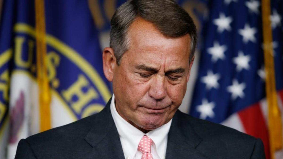 
House Speaker John Boehner of Ohio pauses during a news conference on Capitol Hill in Washington, Friday. In a stunning move, Boehner informed fellow Republicans on Friday that he would resign from Congress at the end of October, stepping aside in the face of hardline conservative opposition that threatened an institutional crisis.
