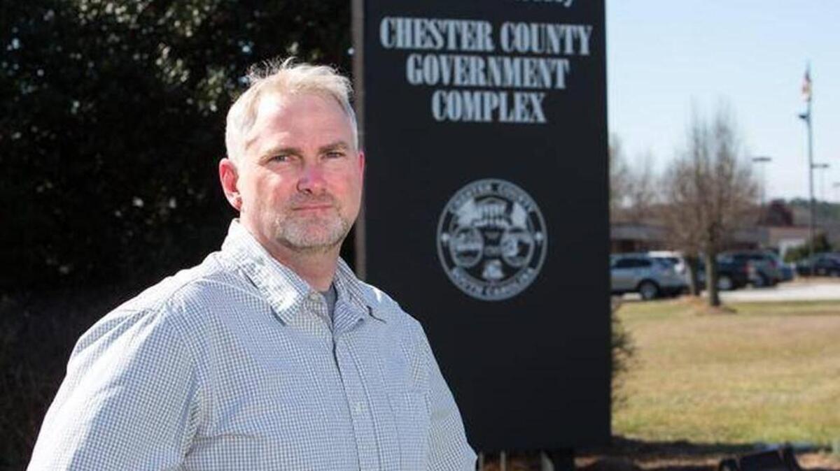 In this 2016 file photo, former Chester County, South Carolina Supervisor Shane Stuart who faces drug trafficking charges in 2021, stands at the Chester government center.
