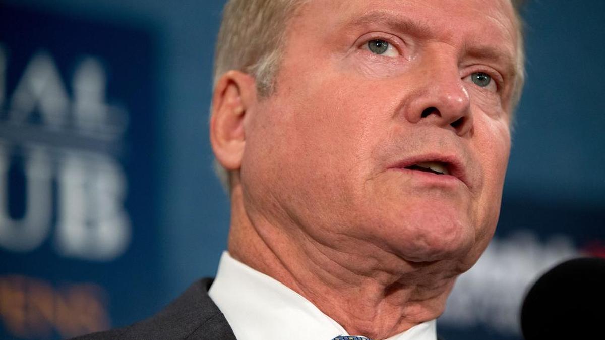 Former Virginia Sen. Jim Webb announces he will drop out of the Democratic race for president, Tuesday, Oct. 20, 2015, during a news conference at the National Press Club in Washington.