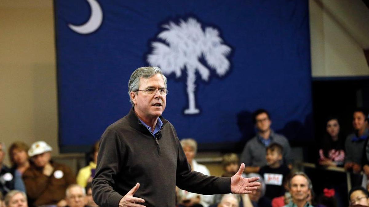 Republican presidential candidate, former Florida Gov. Jeb Bush campaigns Thursday, Feb. 11, 2016, at University of South Carolina campus at Sumter, S.C.