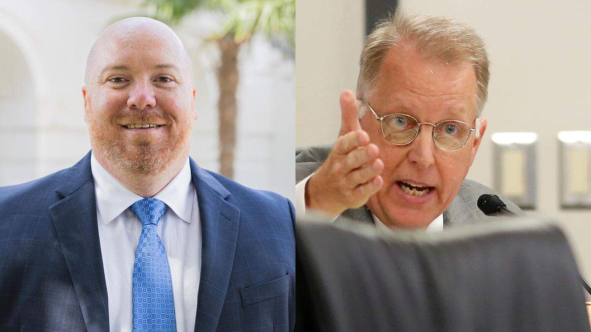 A recount is likely for S.C. Senate 17 in the 2024 election between Republican challenger Everett Stubbs, left, and incumbent Democrat Mike Fanning, right. Vote totals Wednesday Nov. 6, 2024 show a .06% difference with Stubbs ahead, but county elections boards have to certify results and count provisional ballots. State law requires a recount of the margin is 1% or less.
