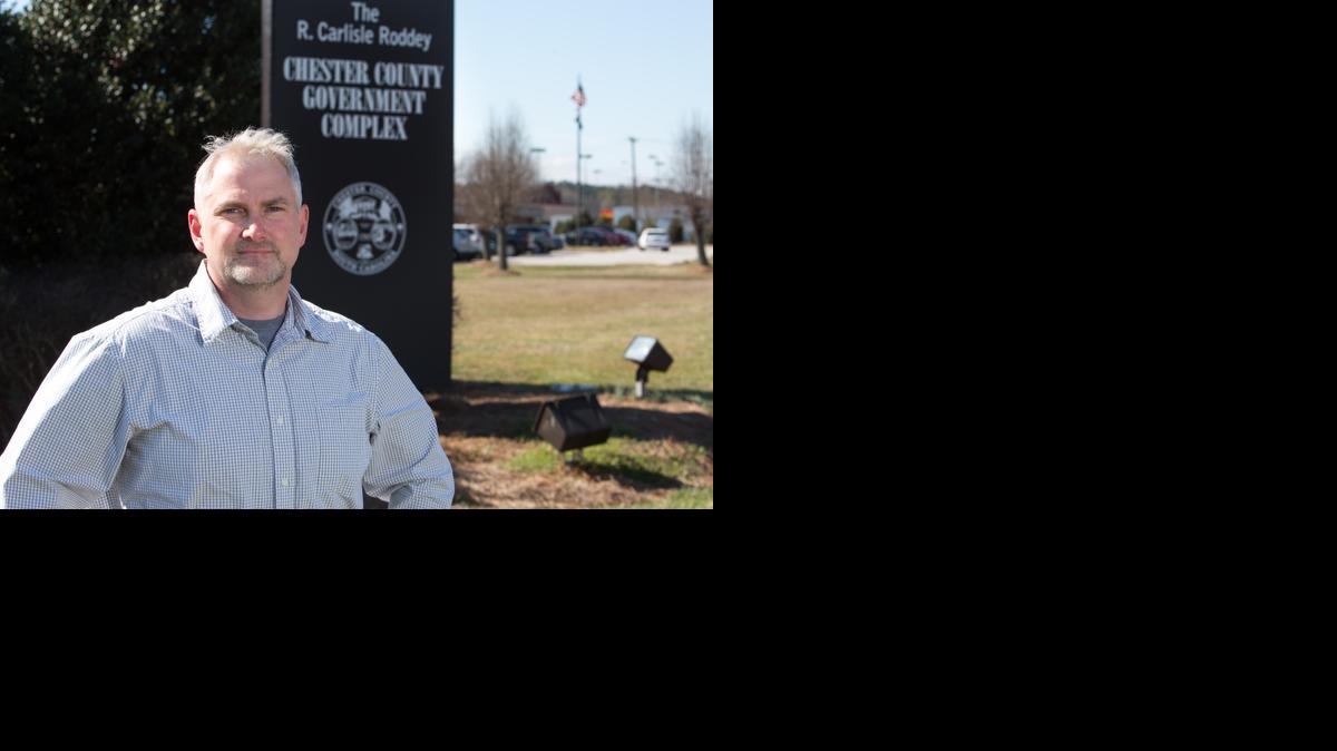 
Newly elected Chester County Supervisor Shane Stuart stands in front of the R. Carlisle Roddey Government Complex in Chester.
