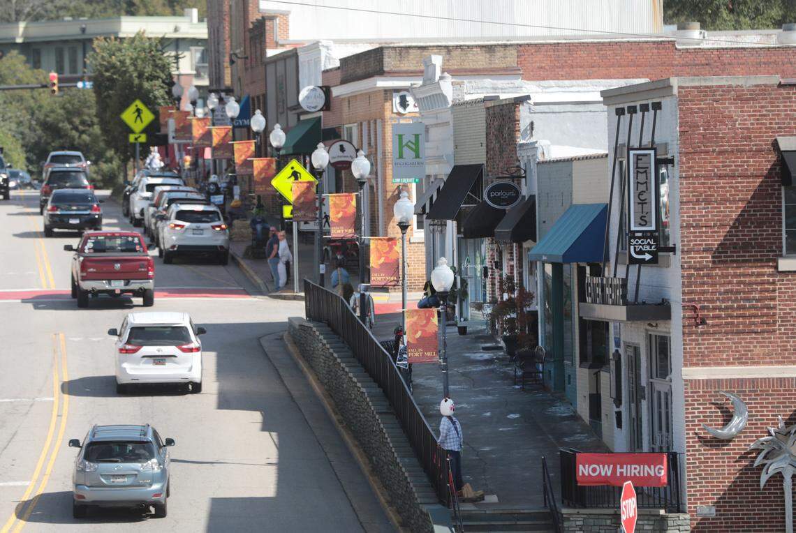 Traffic flows through downtown Fort Mill, which is the home of nearly half-a-dozen restaurants and businesses.