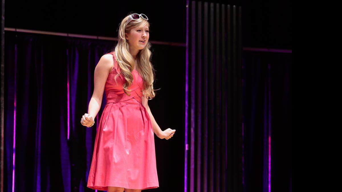 
Ryan Zavitkovsky sings “So Much Better” from “Legally Blond” during the Come-See-Me festival’s Broadway Night event Thursday at Sullivan Middle School.

