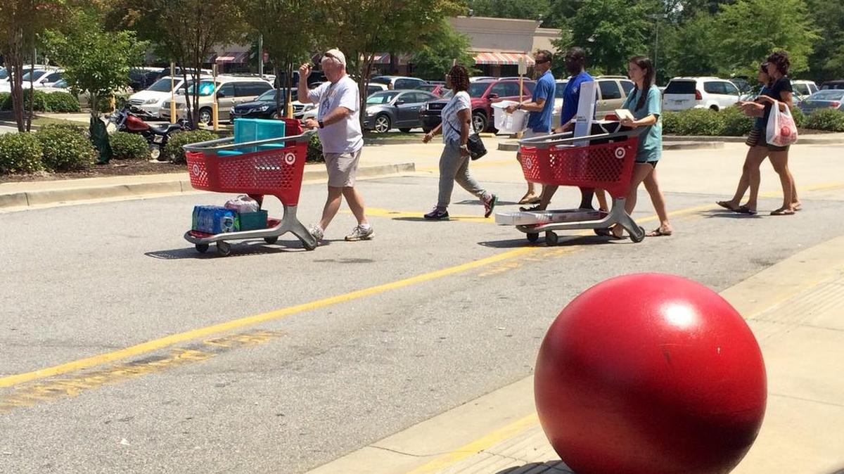 
College students and their parents stock up on supplies at the Target on Garners Ferry Road in Columbia on Saturday.
