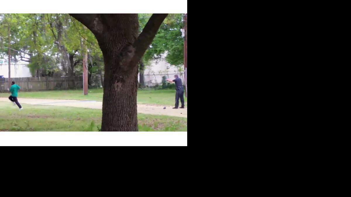
Screenshot: NY Times video captures the shooting of a man fleeing a N Charleston police officer on Saturday after a traffic stop. 
