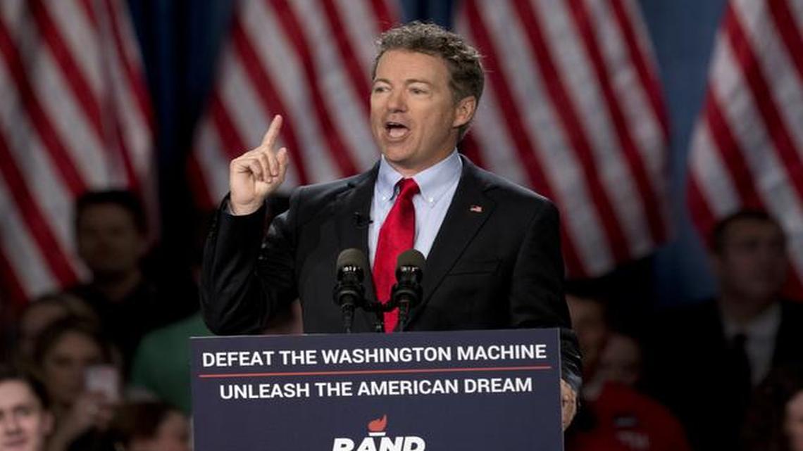 
Sen. Rand Paul, R-Ky. announces the start of his presidential campaign, Tuesday, in Louisville, Ky.
