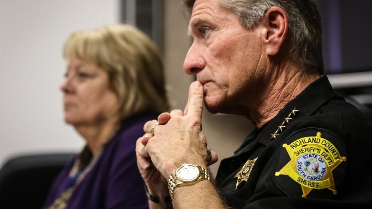 Richland County Sheriff Leon Lott and Richland School District 2 Superintendent Debbie Hamm talk about the importance of school resource officers with The State newspaper on Friday.