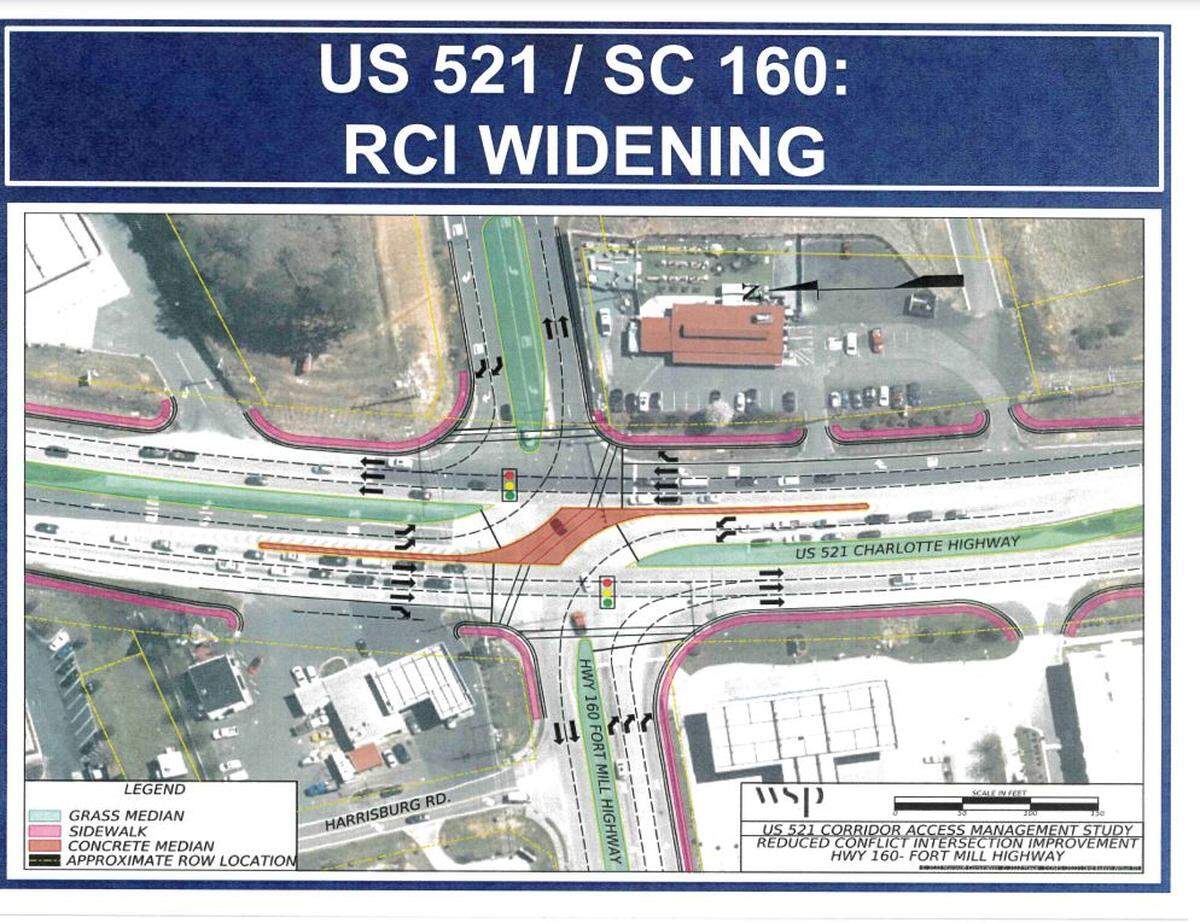 An RFATS study of U.S. 521, or Charlotte Highway, in Indian Land shows a possible improvement at its intersection with S.C. 160.