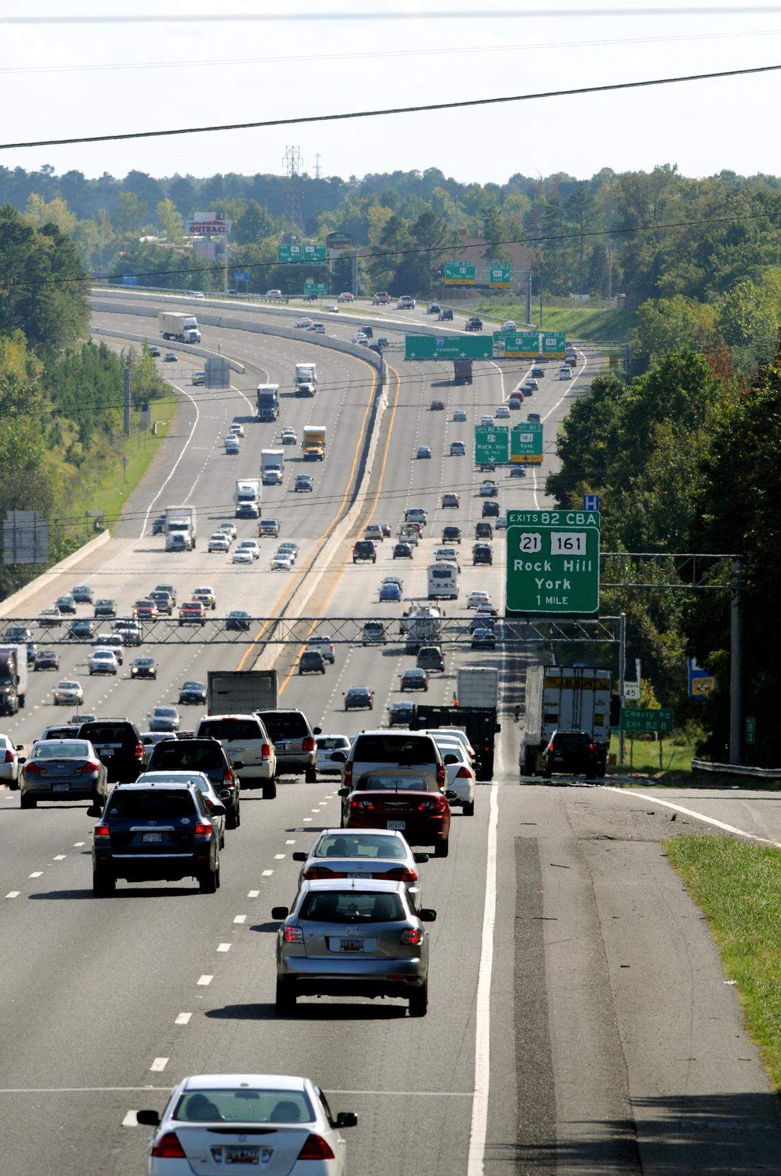 This file photo shows traffic on Interstate 77 looking south toward exits 82 C, B and A in Rock Hill from the Sutton Road exit in Fort Mill. The Rock Hill exit could get new money from another exit, at Carowinds Boulevard.