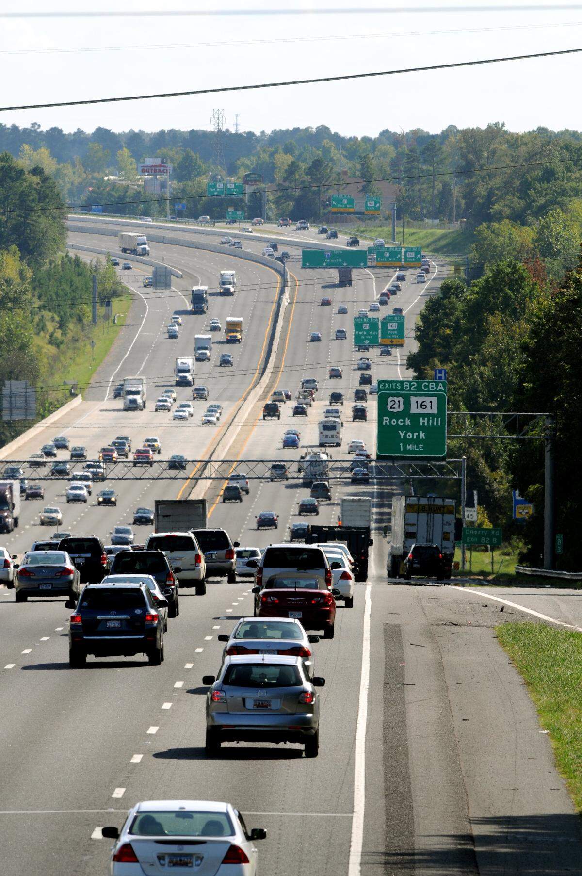 This file photo shows traffic on Interstate 77 looking south toward exits 82 C, B and A in Rock Hill from the Sutton Road exit in Fort Mill. The Rock Hill exit is in the planning phase for improvements that could cost more than $100 million.