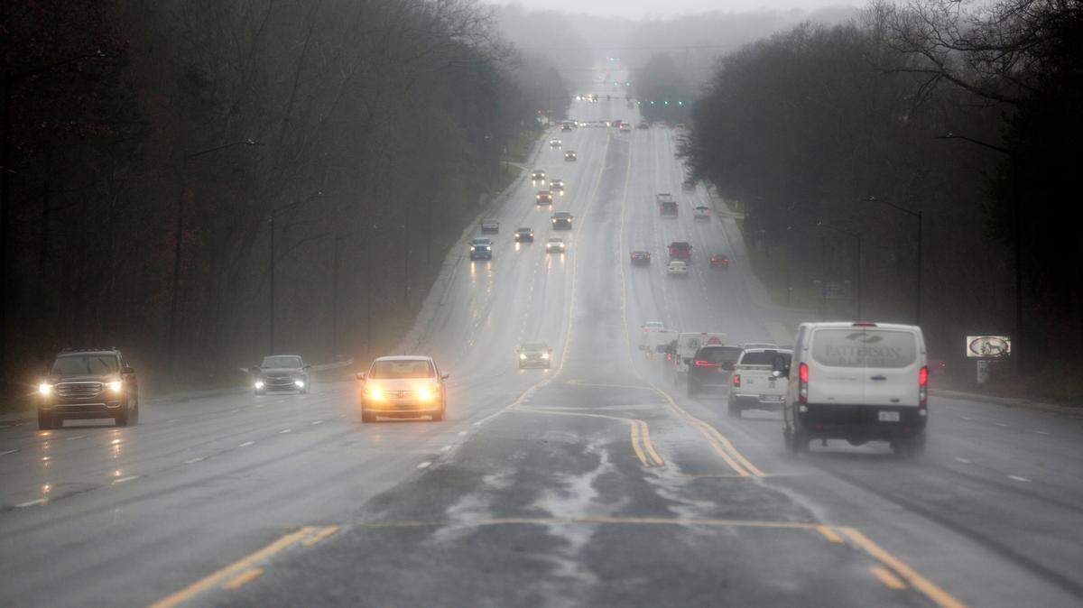 Heavy ran falls in Rock Hill Wednesday on Celanese Road.