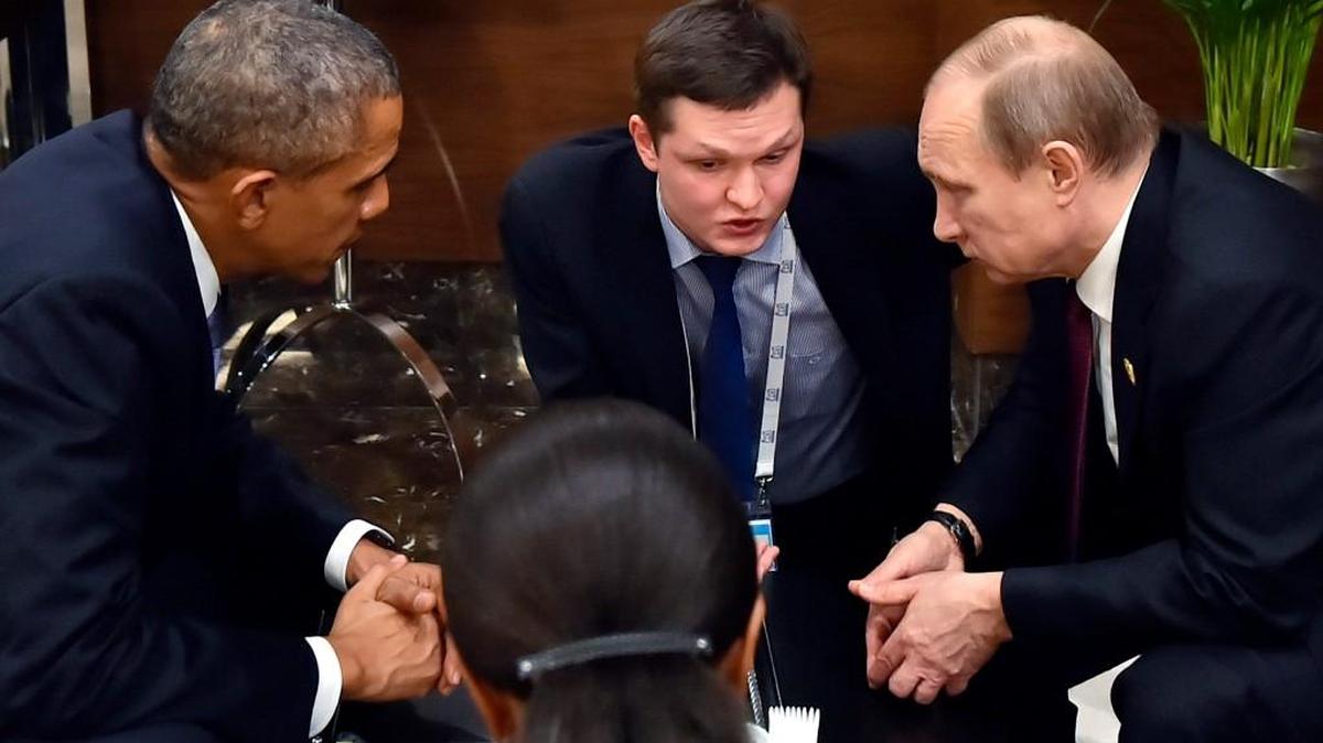 President Barack Obama speaks with Russian President Vladimir Putin, right, on Sunday, prior to the opening session of the G-20 summit in Antalya, Turkey. For President Vladimir Putin, the terror attacks in Paris marked a watershed moment in relations with the West.